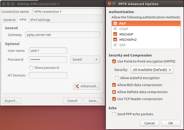 mppe ubuntu vpn setting